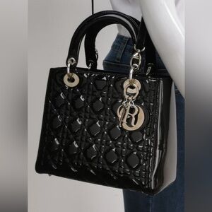 Dior Black Shoulder Bag with Platinum Accents